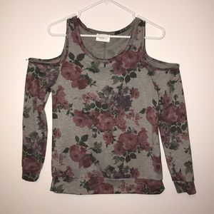 Adorable, floral, cold-shoulder sweater!